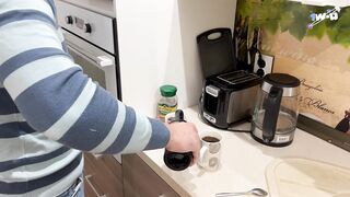 Passionate suck off jism in throat from super-steamy mummy with all-natural bra-
