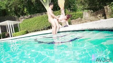 Chinese girl Ranako has intense sex by the pool with a swimming instructor.