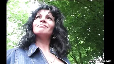 Hot amateur MILF Gabriela in public casting fucks pussy with yellow vibrator