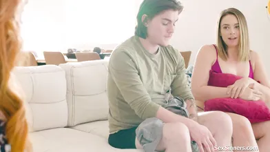 Big tits milf WATCHES and TOUCHES while her babysitter fucks