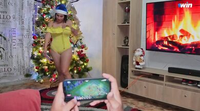 Horny chick rails her comrade's dick MERRY CHRISTMAS!
