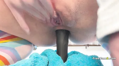 Fucking Her Ass with a Big Vibrator Until She Squirts Hard