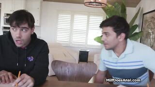 Asian housewife DPed during tutoring two studs