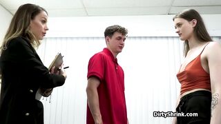 Surprise threeway for Josh on therapy with slutty mature