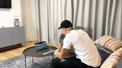 Real couple's warm bang-out after a win, with a spectacular nymph and blowjob -