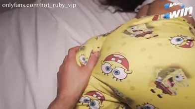 Hot Ruby, a 18 year old Argentine teen, gets a doggystyle blowjob from a hefty p
