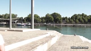 Redhead small tits MILF Morgane Dell fucking on vacation