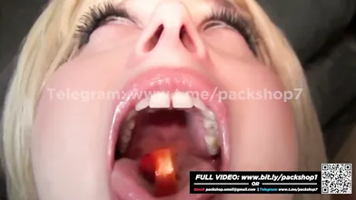 Woman feeds her friend live fish - Vore Giantessy