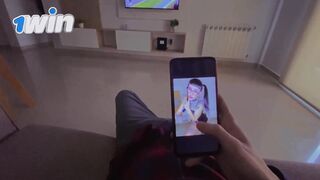MY VECINA, A HOT LATINA, WATCHES ME masturbate off to her pics and invites me to