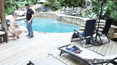 Barebacked for sneaking into the pool by security
