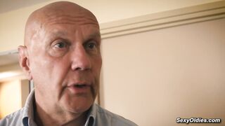 Stunning horny teen Nelly Kent fucks grandpa Hugo and gets mouthful