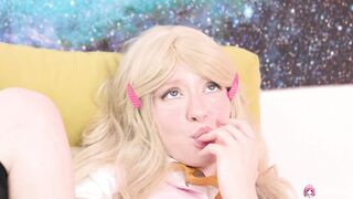 Solo blonde fuck doll,Crystal White is playing with glass dildo.