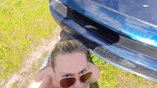 Country damsel in booty shorts gets poked from behind by mechanic in the realm -