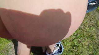 Country damsel in booty shorts gets poked from behind by mechanic in the realm -