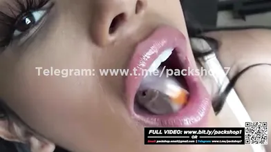 Evil woman eats all her goldfish alive - vore fetish