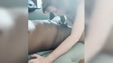 Filming the wife suckings a 9" BBC College Dude