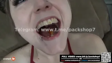 Woman has fun while devouring live fish - Vore Giantess