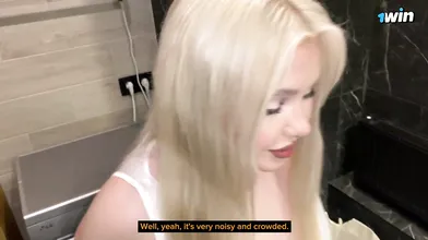 At the corporate party, the huge-titted blonde gave me an exceptional blowjob, a