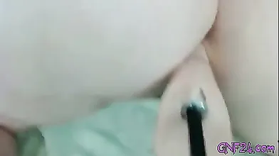 Hot Redhead Babe loves her machine