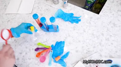 MILF scientist milks lab partners big black dick