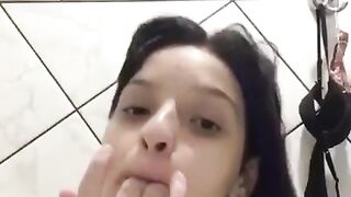 Hot girl showing and sucking boobies