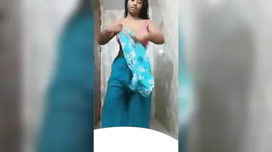 Girl stripping salwaar sute in bathroom