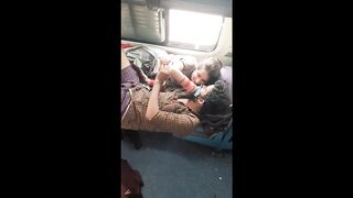 Public Place Indian Bhabhi And Husband In Train