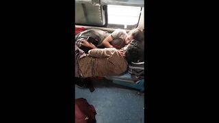 Public Place Indian Bhabhi And Husband In Train