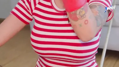 Inked chick with giant man-meat throating skills gets penetrated by chief Jenife