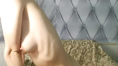 Petite Babe fucks her pussy with dildo on censored