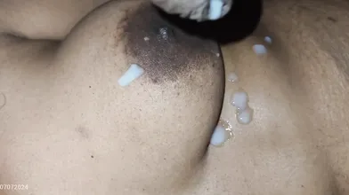 Tamil wife masturbating for hubby on boobs cum