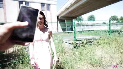 GERMAN SCOUT - Petite 150cm Teen Dragon Fruit with long labia at Outdoor Casting Fuck
