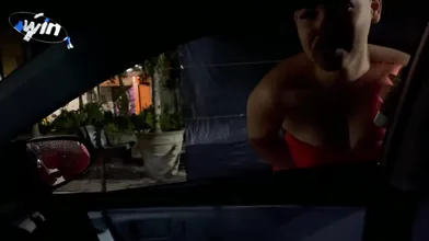 Hot inexperienced duo with giant arse and round arse have public romp in car wit