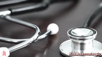 Doctor Jane Wilde gives patient Gia Derza a radical anal exam with huge thick dildo