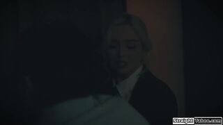 Teen gets double penetrated by her classmate and his stepbro