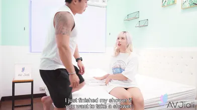 Wang is hungry for him and she slides his dick deep into her mouth. Now