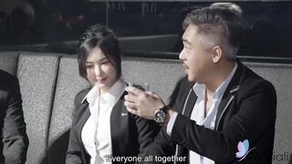 They retire to a nearby hotel. Li Nana lays back and the client pops