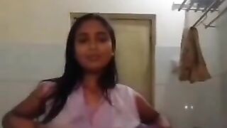 Gouthami reddy manthena removing her dress and pressing her big milky boobs