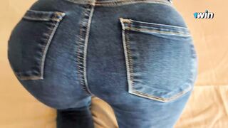 Creamy cunt and arse get a hefty cumshot from insane stepsister in torn jeans. P