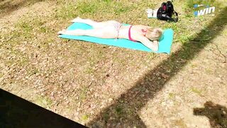 Luscious hotwife sunbathing in luxury, sipping on almo and thinking of her nude