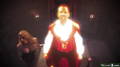 Tgirl vampire Jade Venus sucks and is anal fucked by Dracula