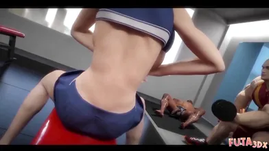 Futa3DX - Futa Babe Gets DP'D Hard At The Gym