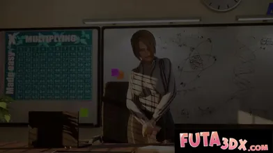 Hot FUTA Teacher Shoves Her Huge Dick In Blonde Babe