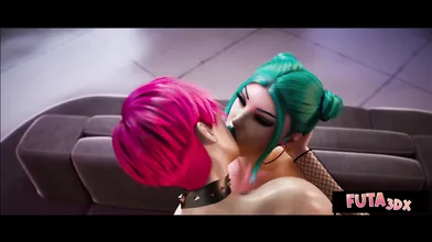 Futa3dX - Green Haired Babe Gets Fucked Hard By Punk Girl And Futa Babe