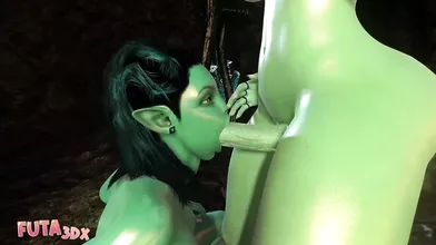 Futa3dX - LARA CROFT Stumbles Into Big Dicked Futa Cave Troll's Threesome