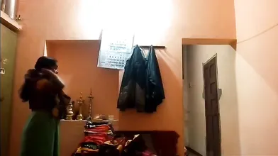 Tamil mom dress changing spy on her son