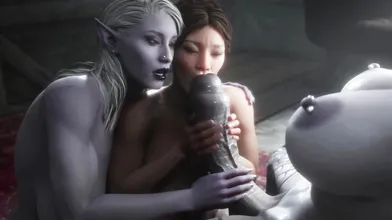 This Boosty Cougar Is Lucky - Two Big Futa-cocks Satisfies All Her Holes At Once. 3d Futanari Threesome Fucking