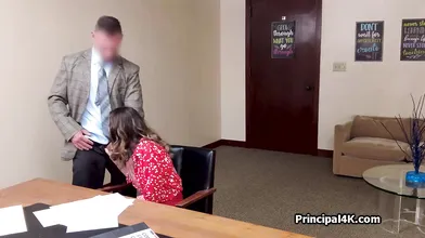 Big tit cougar calls home while riding the head teacher