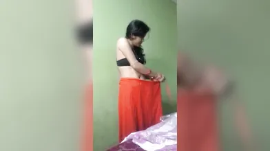 cute wife captured nude changing dress