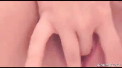 She fingers her smooth tight pussy